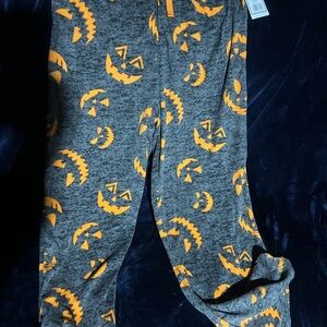 Gray and Orange Pumpkin Print Pajama Pants